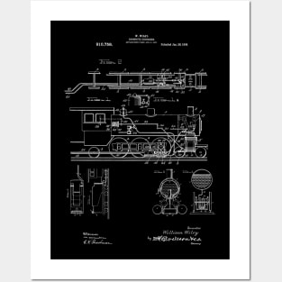 Train Patent Vintage Locomotive Illustration Posters and Art